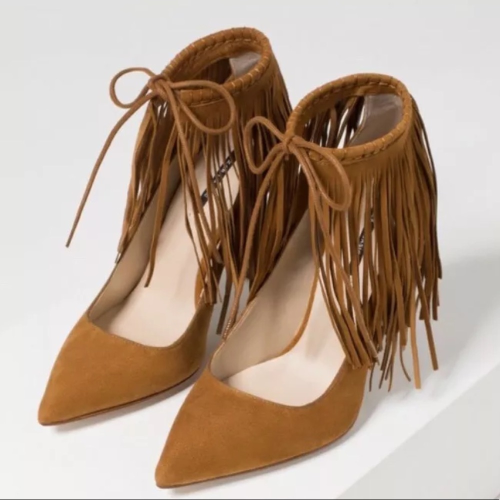 Zara fringed shoe high heel size 6